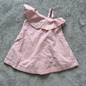Hope & Henry Pink Linen Blend Ruffle Collar Dress Size 2T